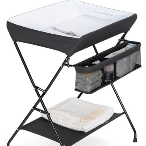 Amazon.com: Costzon Changing Table, Portable Baby Changing Table Foldable Diaper Changing Station with Safety Belt, Large Storage Rack & Shelf, Nursery Organizer for Newborn Infant (Black) : Everything Else