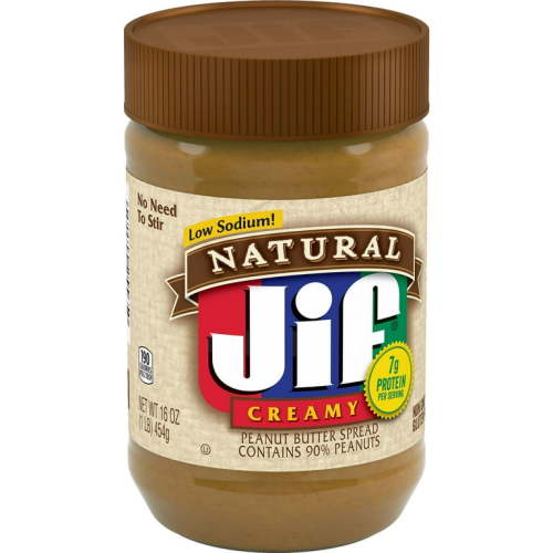 Jif Natural Creamy Peanut Butter Spread, 16-Ounce Jar