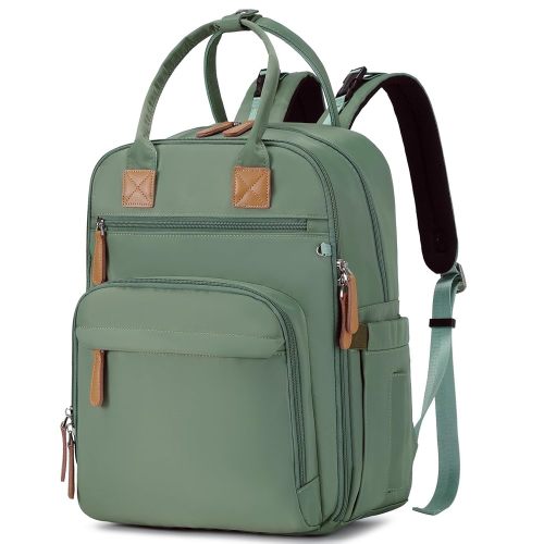 18 Pockets Diaper Bag Backpack with Waterproof Pockets and Stroller Buckle, Convertible Tote Bag (Green, Large)