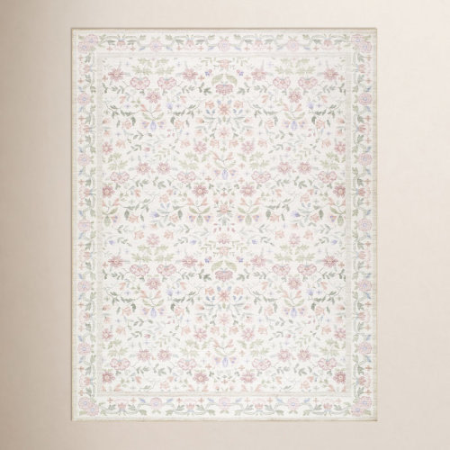 Birch Lane™ Myla Machine Washable Floral Area Rug & Reviews | Wayfair