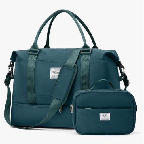 Weekender Bags for Women, Travel Duffel Bags with Shoe Compartment,Personal Item Travel Bag for Airlines, Carry on Overnight Tote Bag for women with Toiletry Bag, Peacock Blue
