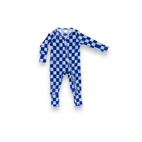 Checkered Police Patrol, Bamboo Zipper Footie