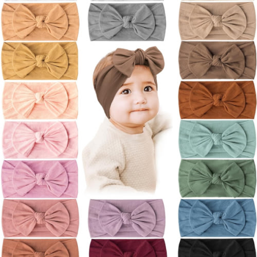 Prohouse 20PCS Baby Nylon Headbands Hairbands Hair Bow Elastics for Baby Girls Newborn Infant Toddlers Kids(Clay)