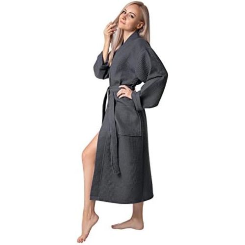 BAGNO MILANO 100% Turkish Cotton Waffle Women's Bathrobe, Soft Spa & Hotel