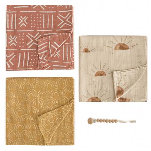 Muslin Swaddle Blanket (Sunrise/Rainbow/Boho Mudcloth)