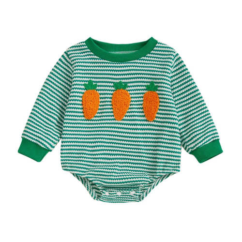 Baby Girls Boys Bubble Romper Easter Clothes Bunny / Carrot Embroidery – August + Willow