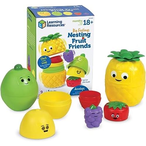Learning Resources Big Feelings Nesting Fruit Friends, Social Emotional Toys for Toddlers, Sensory Toys, Speech Therapy Materials, Easter Toys ,Ages 18+ Months, 9 Pieces