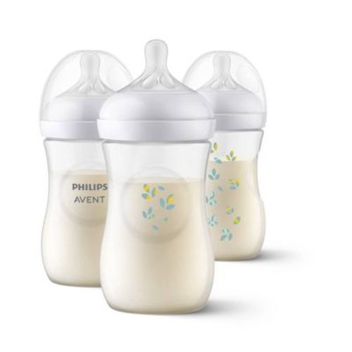 Avent Philips Natural Baby Bottle With Natural Response Nipple - Leaf - 9oz/3pk