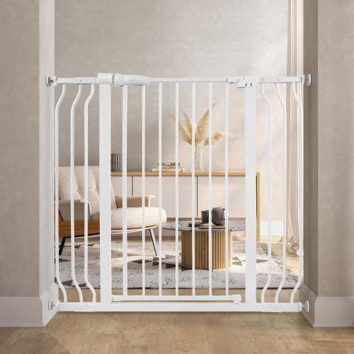GIANNA Easy WalkThru Safety Gate for Doorways and Stairways, Fits 29.1 - 43.3 Inch Openings, With Auto-Close/Hold-Open Features, 30-inch Tall, White