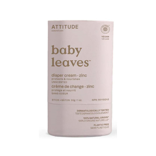ATTITUDE Baby Leaves Bar Diaper Cream Zinc Unscented