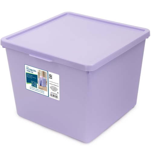 Your Zone Large Plastic Stacking Storage Bin with Lid, Purple, Kids and Teens