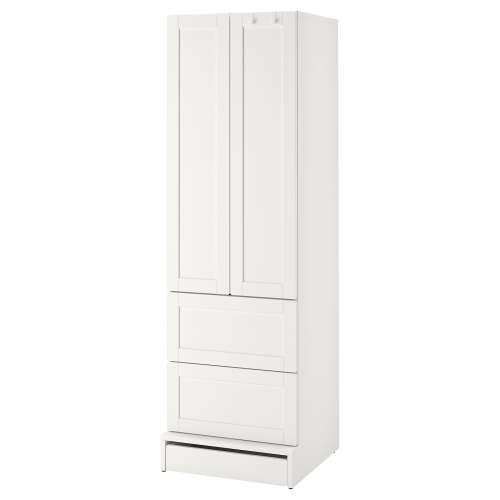 SMÅSTAD / UPPFÖRA Wardrobe - white with frame/with 2 drawers 23 5/8x24 3/4x77 1/8 "