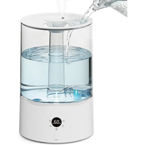 Electactic 4L Top Fill Humidifier for Bedroom, Auto Constant Humidity, Smart Control, Quiet Ultrasonic Cool Mist, 360° Nozzle, 3 Mist Levels, 7-Color Light for Home Office Baby Room