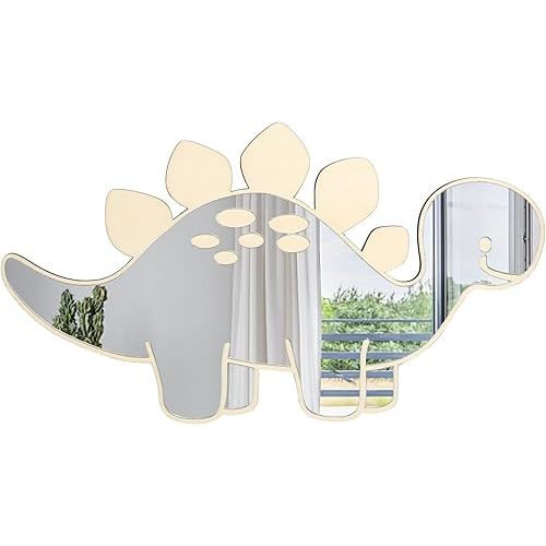 Acrylic Nursery Mirror - Acrylic Mirror Wall Stickers, Non-Glass Unbreakable Mirror, Hanging Wall Art, Nursery Decor (Dinosaurs)