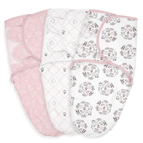 Baby Swaddle Sacks, 3-Pack Newborn Organic Cotton Swaddle Wrap, Adjustable Swaddling Blankets, Nursery Swaddling Essentials for Newborn 0-3 Months, Infant Shower Items Gift (Birds & Branches)
