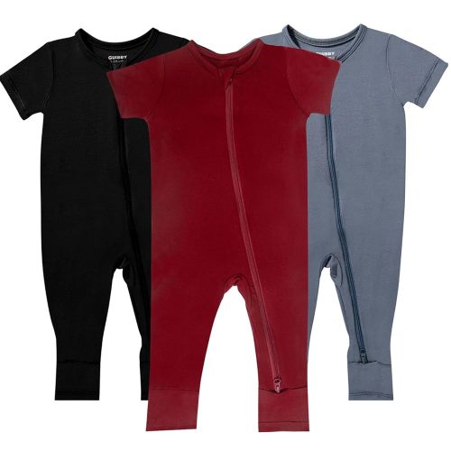 GUISBY Rayon Made from Bamboo Baby Pajamas, Summer Short Sleeve Footless Rompers, 2 Way Zipper Sleeper