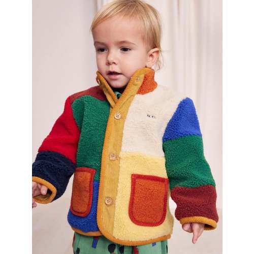 Color block sheepskin jacket