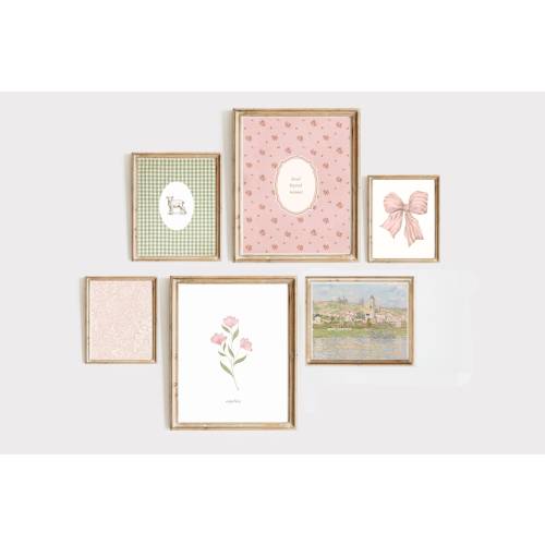 Gallery Wall Art Prints | Vintage | Cottagecore | Baby Girl Nursery | Set of 6 Version 2 | Digital Download