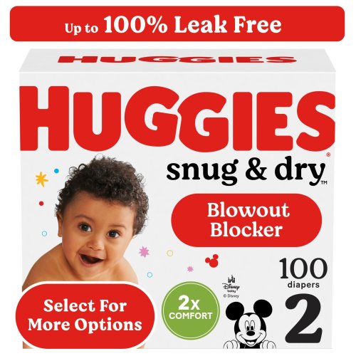 Huggies Snug & Dry Baby Diapers, Size 2 (12-18 lbs), 100 Ct (Select for More)