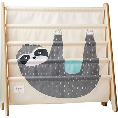 3 Sprouts Kids Book Rack - Space-Saving Bookshelf for Children's Room - Toddler Bookcase Organizer, Book Shelf Ages 3+, Sloth