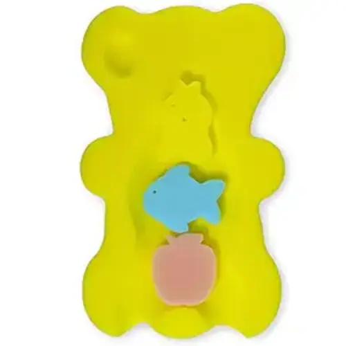 HALLO Soft Infant Bath Sponge Skid Proof Baby Bath Mat Newborn Odor Free (Yellow)