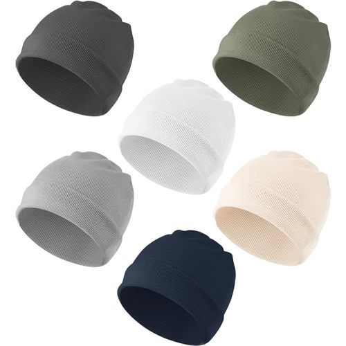 Konssy 6 Pack Baby Beanie Hats for Unisex, Toddler Beanies Baby Girl Boy Hat Warm Cap for Infant, Toddler