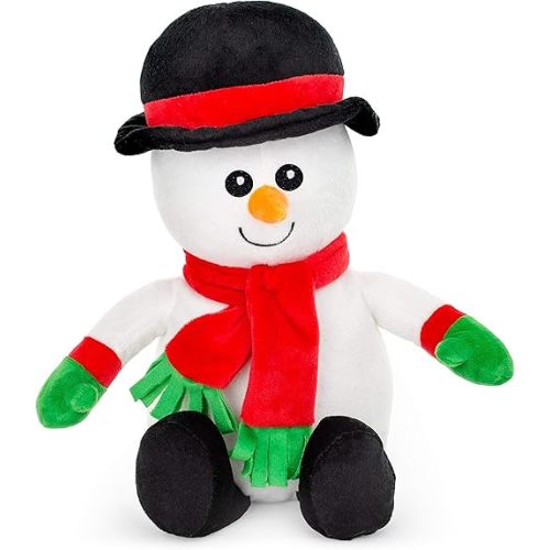 Giftable World Holiday Pet Plush Pet Toy Christmas Penguin, Santa, Reindeer, Bear, Snowman Or Dog (9" Snowman)