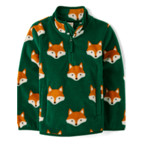 Boys Long Sleeve Fox Fleece Half Zip Pullover - Little Essentials - GREEN | Gymboree
