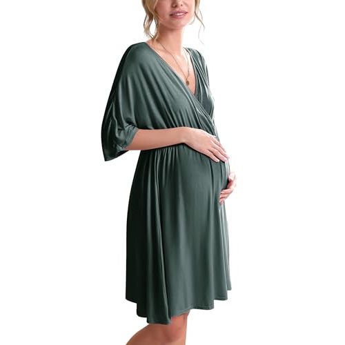 Ekouaer 3 in 1 Labor/Delivery/Hospital Gown Maternity Dress Nursing Nightgown Sleepwear for Breastfeeding
