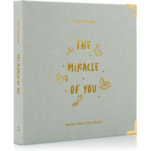 Keepsake Baby Memory Book for Boys and Girls – Timeless First 5 Year Baby Book – Neutral Journal Scrapbook or Photo Album - Record a Milestone for Every Event from Birth to Age 5