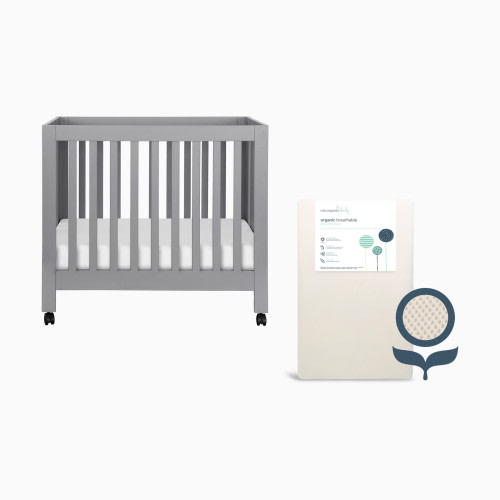 babyletto x Naturepedic Mini Origami Crib & Mini Organic Mattress Bundle - Grey