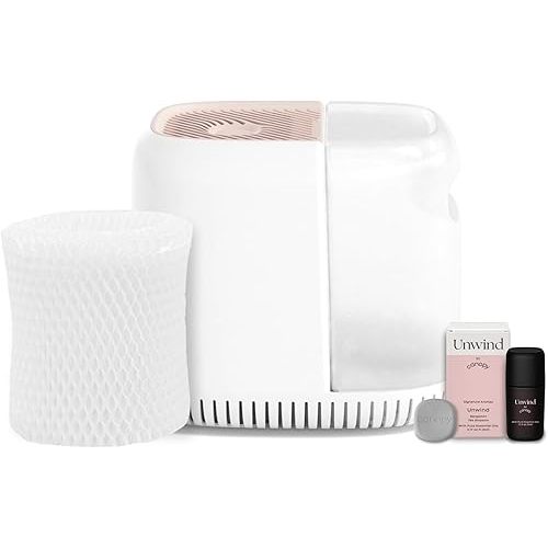 Canopy Bedside Humidifier - 36 HR Run Time, 2.5L Capacity - Help Alleviate Symptoms of Allergies, Flu, Cold, Dry Skin Includes Humidifier, Unwind Aroma, Filter, Power Cord & Adapter - Pink