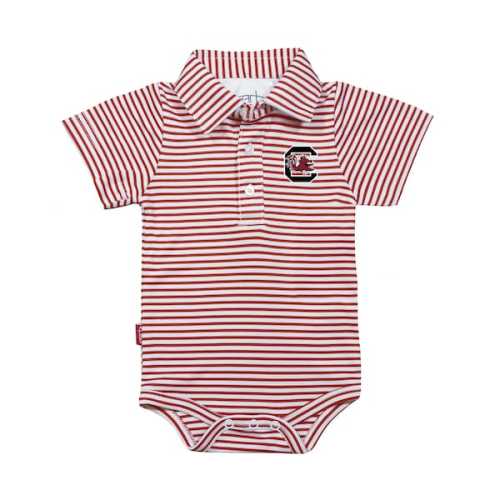 South Carolina Gamecocks Garb Infant Carson Polo Bodysuit - Garnet/White