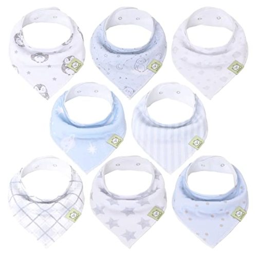 8-Pack Organic Baby Bandana Drool Bibs - Stylish Unisex Bandana Bibs, Super Absorbent Bandana Drool Bibs, Gentle Teething Bibs for Infants, Organic Cotton Baby Bib (Constellation)