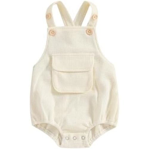 Kuriozud Unisex Baby Boy Girl Clothes Sleeveless Romper Bodysuit Crossback Strap Jumpsuit Overall Shorts One Piece Outfit