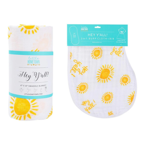 Gift Set: Baby Muslin Swaddle Blanket & Burp Cloth