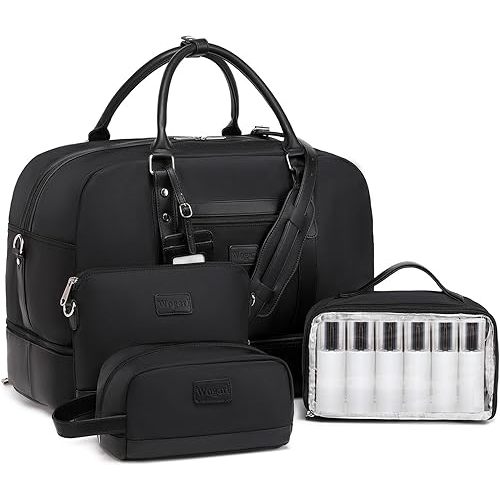Wogarl Weekender Bags for Women Large Overnight Bag Weekend Travel Duffel Bag Carry on Shoulder with Shoe Compartment Toiletry Bag for Travel Business Gym