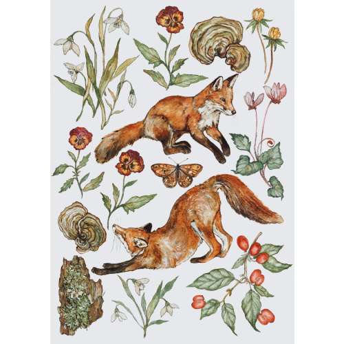 Playful Foxes Illustration Print
