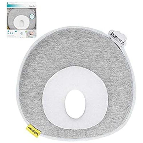 Babymoov Lovenest Plus Baby Pillow | Pediatrician Designed Infant Head and Neck Support to Prevent Flat Head Syndrome (Patented Design) - Gray Fresh