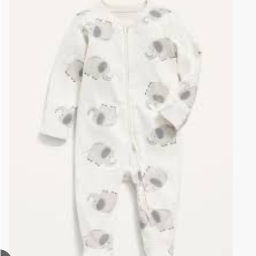 Unisex Elephant Print Sleep & Play 2-Way Zip Footed One-Piece for Baby