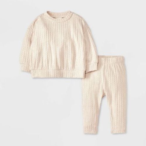 Baby Cut & Sew Sweater Top & Bottom Set - Cat & Jack™ Cream Newborn