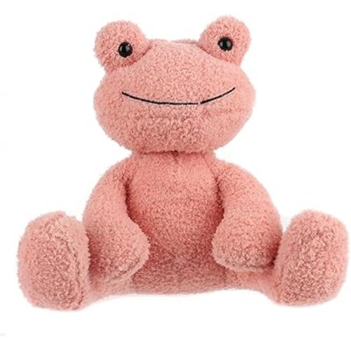 Apricot Lamb Toys Plush Velvet Frog Stuffed Animal Soft Cuddly Perfect for Child (Dark Pink Frog,8.5 Inches)