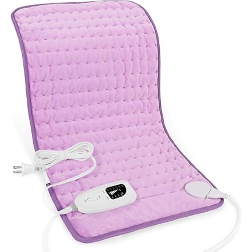 Deepsoon Heating Pad,Electric Heating Pads for Back,Neck,Abdomen,Moist Heating Pad for Shoulder,Knee,Arms,Legs,Dry/Moist Heat & Auto Shut Off,Christmas Gifts for Men and Women,Light Purple,24x12 Inch