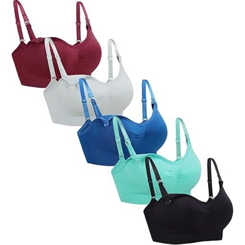 Suekaphin 5PACK Nursing Bra Wireless Bra Women's Sleeping Maternity Bra Breastfeeding Bra