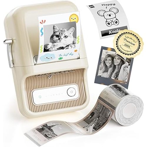 NIIMBOT Sticker Printer, B21 Pro Portabel Sticker Maker, Bluetooth Label Maker, 300DPI HD Label Printer for Photos, Notes, Study Graphics, Memo Maker,50x30mm Label,230Pcs(White)