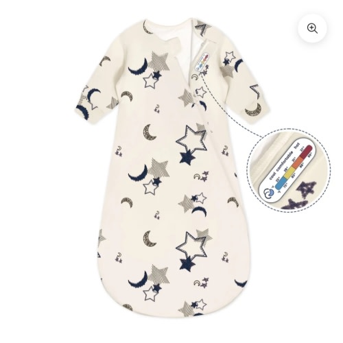 Organic Cotton & Camel Wool Long Sleeve Sleep Sack 1.0 TOG - Moonlit