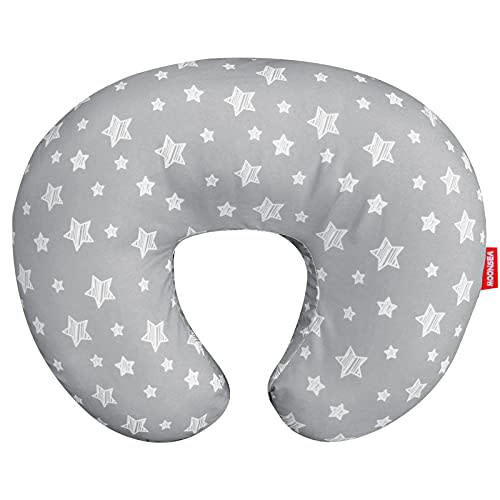 Nursing Pillow Cover for Baby Snug Fits Boppy Nursing Pillows, Breastfeeding Nursing Pillow Slipcovers Super Soft, for Breastfeeding Moms, Grey Star