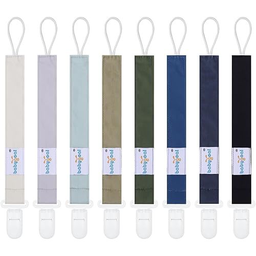 Babygoal Pacifier Clips 8 Pack, Pacifier Holder Clips for Baby Boys and Girls Fits for Most Pacifier, Binkie Styles & Baby Teethers & Toys and Gift-Neutral Color 8PS45