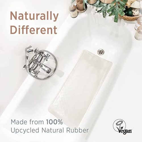 HEVEA Natural Rubber Big Bath Mat - Upcycled, Scandinavian Design - Non Slip Bathtub Mat, 299 Suction Cups - Safe and Friendly for All Ages (Marble) - Marble - Big