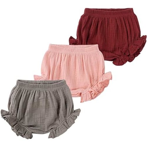 Baby Girls Ruffle Bloomer Shorts Toddler Cute Cotton Linen Panty Diaper Covers